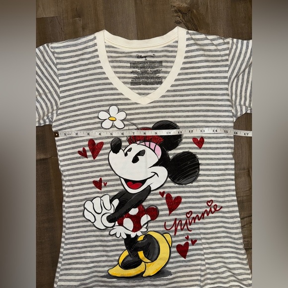 Women’s Disney Minnie Mouse Stripped V Neck Shirt Size XS - Picture 4 of 5